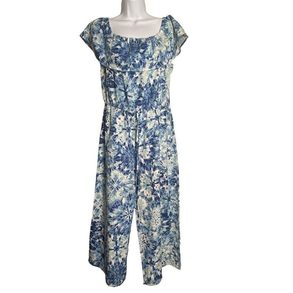 Chloe+Rene Pants - Chloe+Rene blue floral off shoulder jumper SZ L